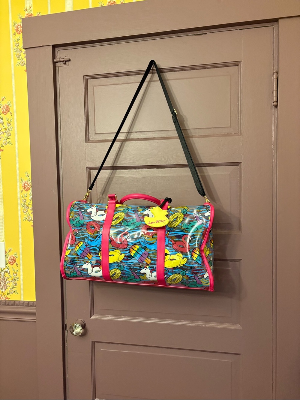 Luv Betsey Vinyl Duffel Bag Cute Unicorn Beach Print